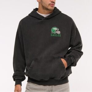 NWT Abercrombie NFL Philadelphia Eagles Graphic Popover Hoodie size M in Black